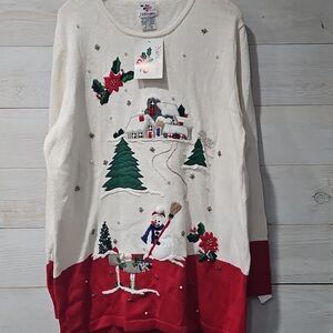 NWT Vintage Christmas Holiday Sweater Size Medium Snowman Nutcracker